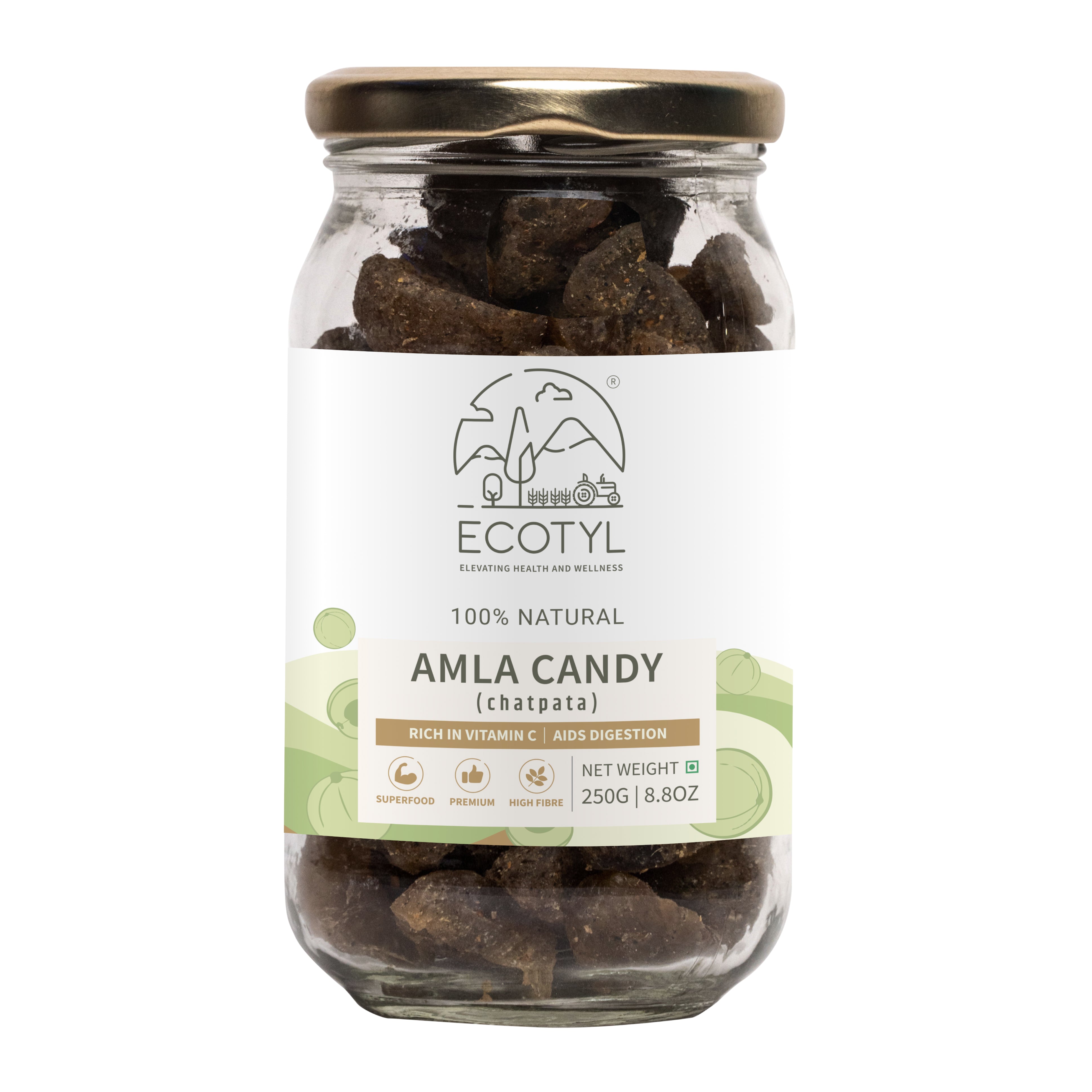 Ecotyl Amla Candy and Chatpataand  After Meal Digestive  Good for Gut Health  250g Jar of 250 GM