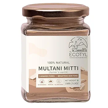 Ecotyl Pure Multani Mitti  Face Pack for Exfoliation and Clear Skin  Bentonite Clay  150g Jar of 150 GM