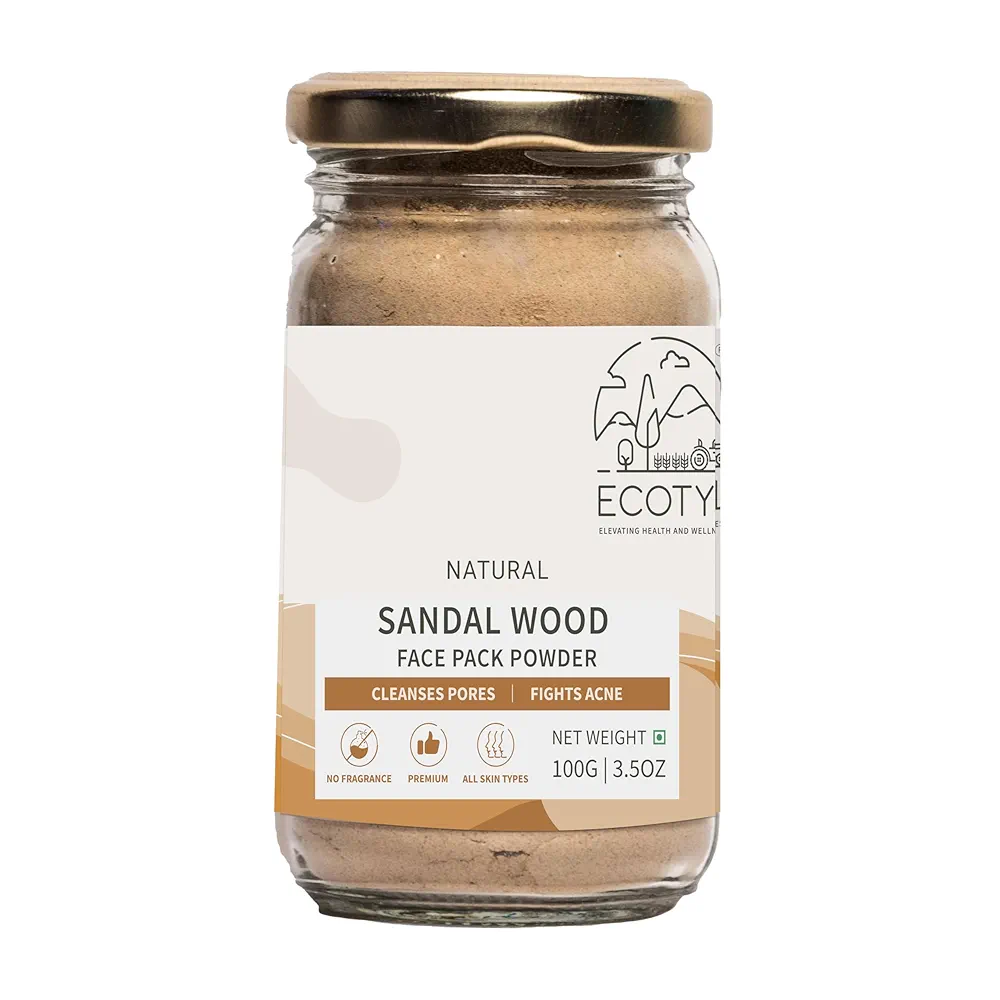Ecotyl Pure Sandalwood Powder  Face Pack for Skin Brightening and Pore Cleansing  100g Jar of 100 GM