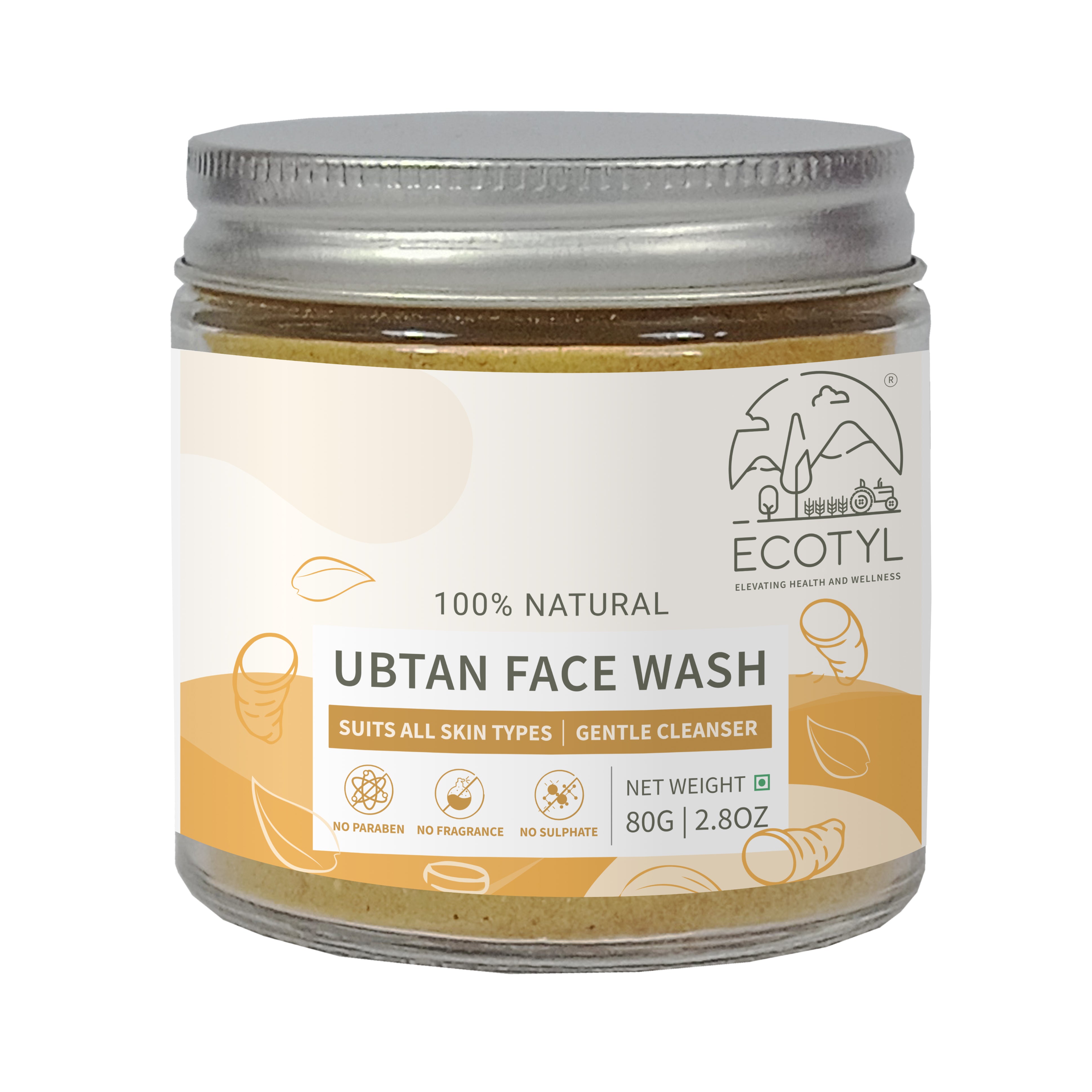 Ecotyl Ubtan Face Wash Powder  100Percent Natural Gentle Cleanser  80g Jar of 80 GM
