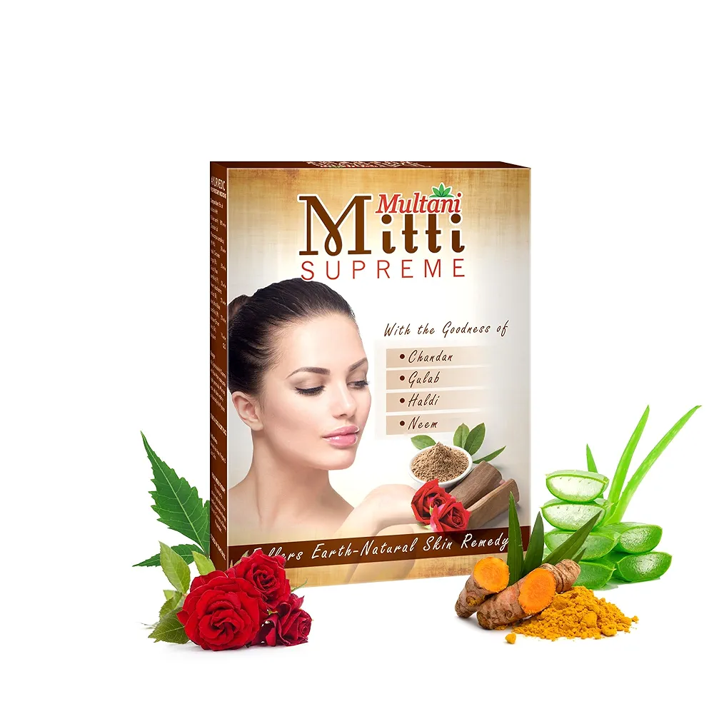 Multani Mitti Supreme Face With Goodness Of Aloe Vera Gulab Haldi and Neem  100g X 5 Pack Tube of 500 GM