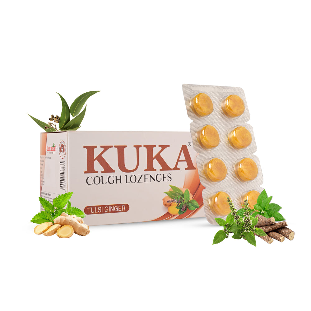 Multani Kuka Cough Lozenges Cough Relief Tablets 2 Pack 96 Drops Tulsi Ginger Strip of 96 QTY