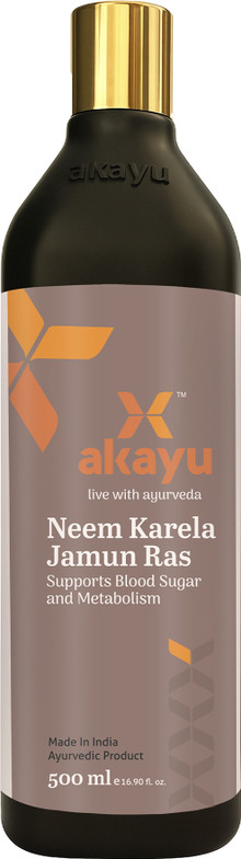 Akayu Neem Karela Jamun Ras  Ayurvedic Blend for Sugar Balance Gut Health Metabolic Wellness and Detox 500ml Bottle of 500 ML