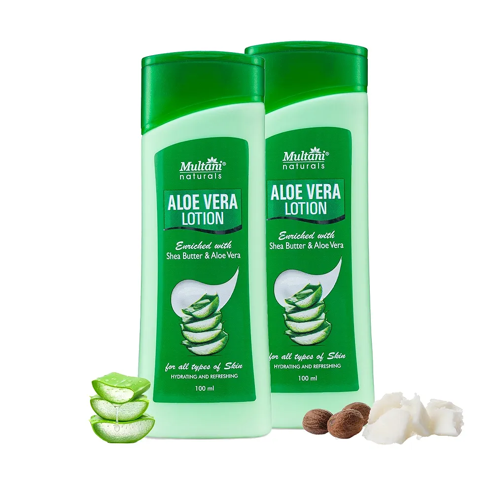 Multani Naturals Aloevera and Shea Butter Body Lotion  100ml X 2 Pack Bottle of 200 ML