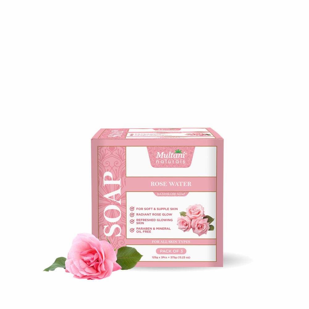 Multani Naturals Rosewater Soap  pack of 3 Sachet of 675 GM