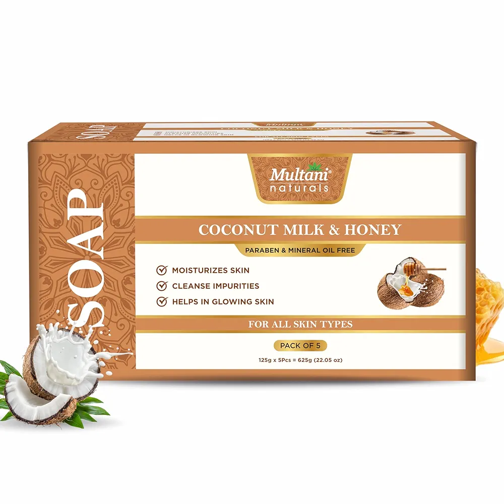 Multani Naturals Coconut Milk and Honey Soap  pack of 3 Box of 675 GM