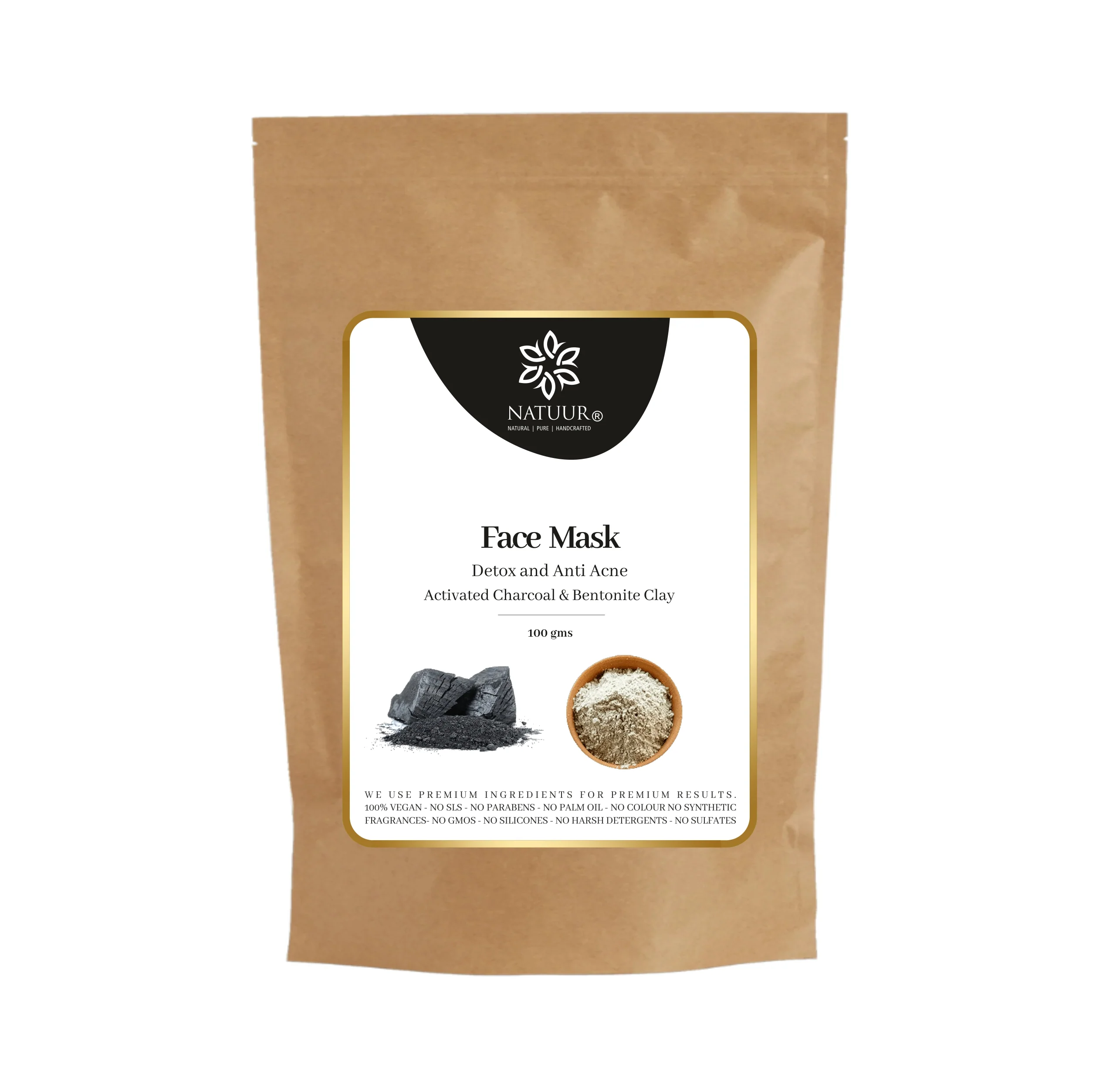 Face mask  Activated Charcoal and Bentonite Clay Foil of 100 GM