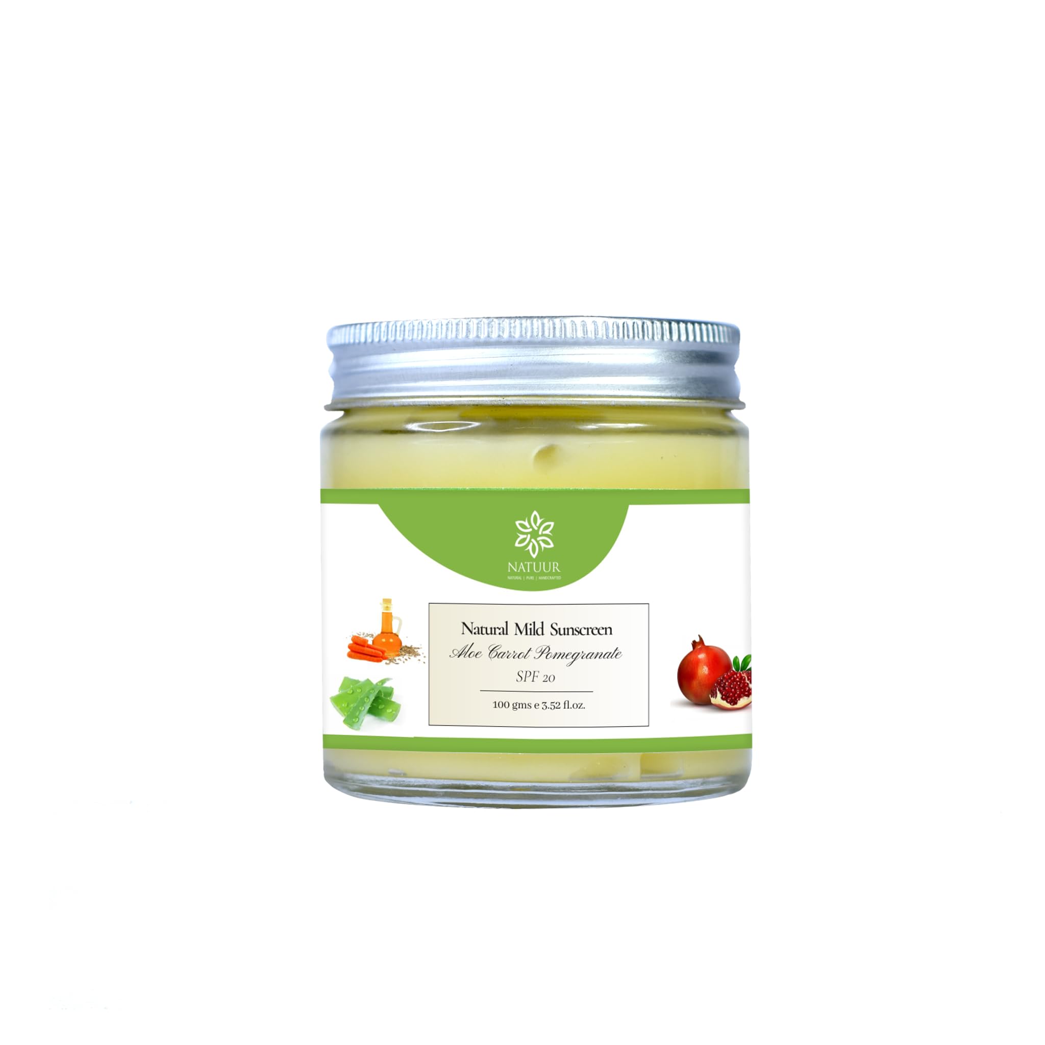 Natuur Mild Sunscreen Aloe Carrot Pomegranate SPF 20 Jar of 100 GM