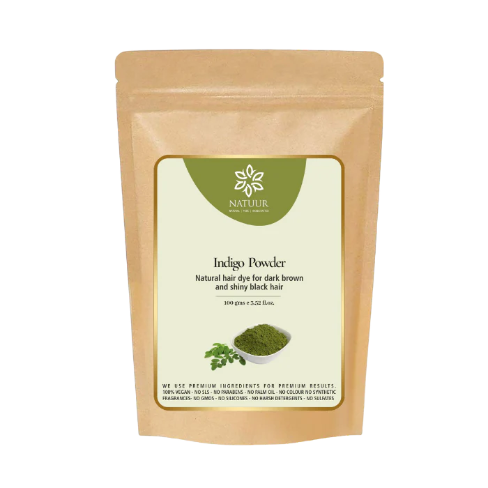 Indigo Powder  Natural hair dye for dark brown and  shiny black hair Foil of 100 GM