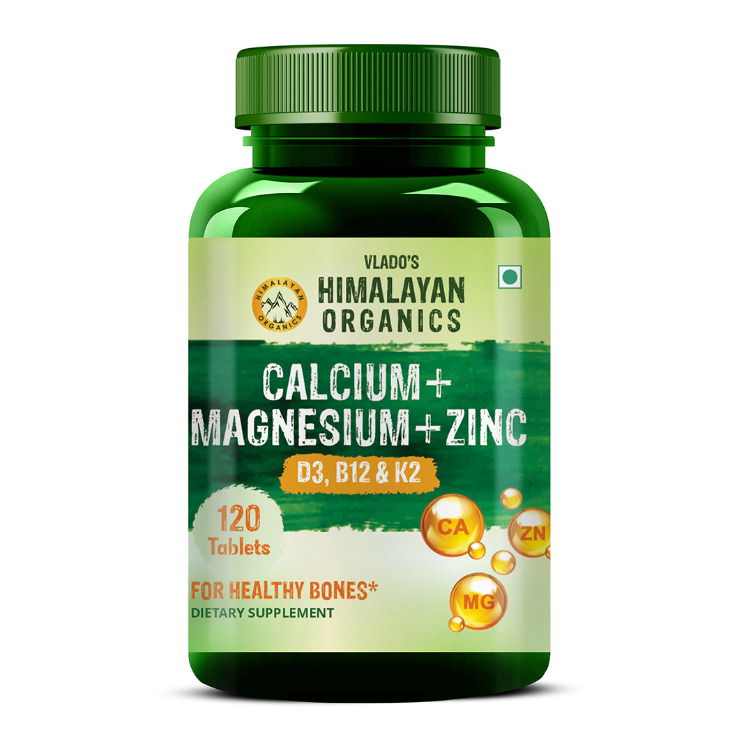 Himalayan Organics Calcium Magnesium Zinc Vitamin D3 and B12 Bottle of 120 Tablets Tablet