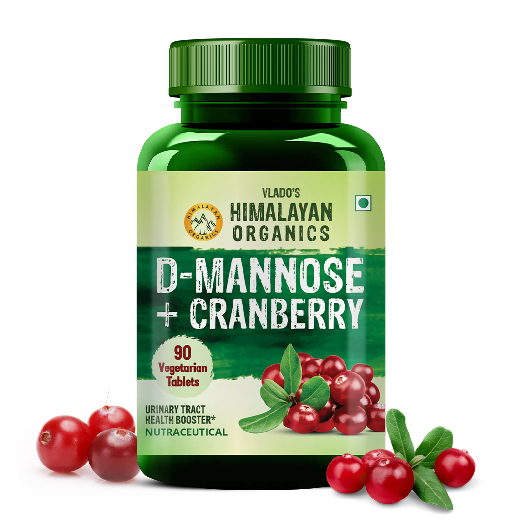 Himalayan Organics D MANNOSE  plus CRANBERRY Antioxidant Rich Supplement Bottle of 90 Tablets Tablet