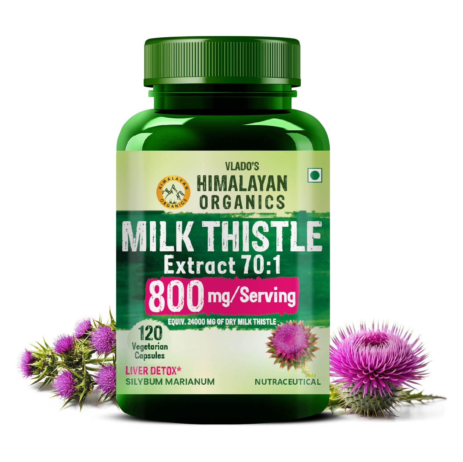 Himalayan Organics Milk Thistle Extract Silymarin 800mg Bottle of 120 Capsules Capsule