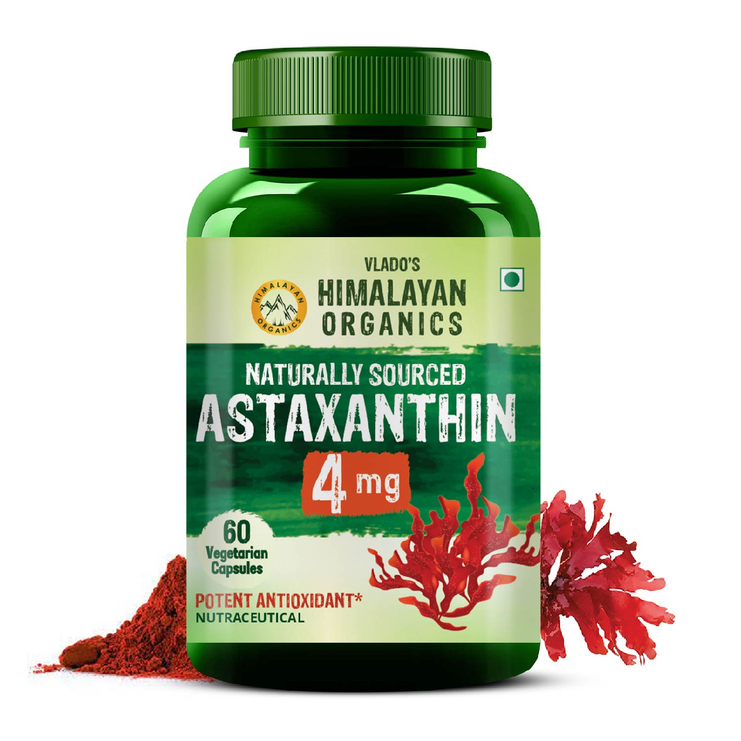 Himalayan Organics Naturally Sourced Astaxanthin 4mg Bottle of 60 Capsules Capsule