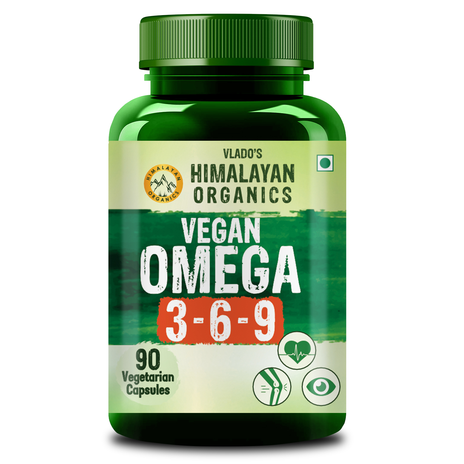 Himalayan Organics Omega 3 6 9 Vegan Natural Nutrition Supplement Bottle of 90 Capsules Capsule