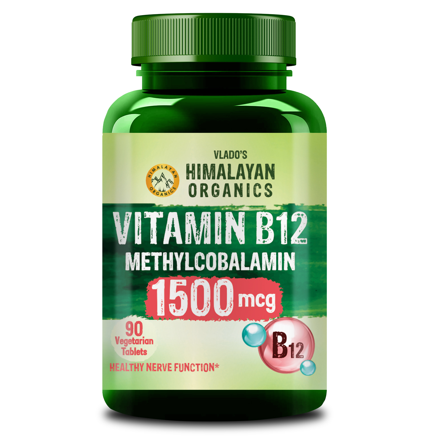 Himalayan Organics Methyl cobalamin Vitamin B12 1500mcg Bottle of 90 Tablets Tablet