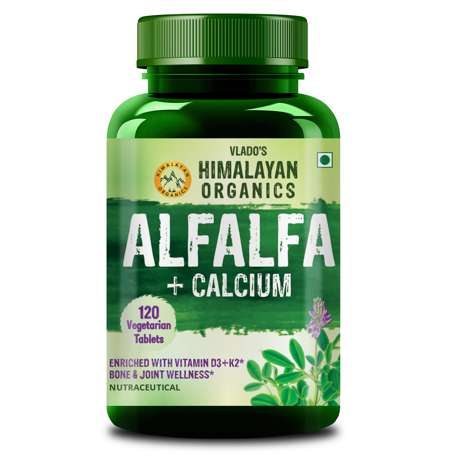 Himalayan Organics Alfalfa  Calcium Citrate Malate 1200mg Bottle of 120 Tablets Tablet