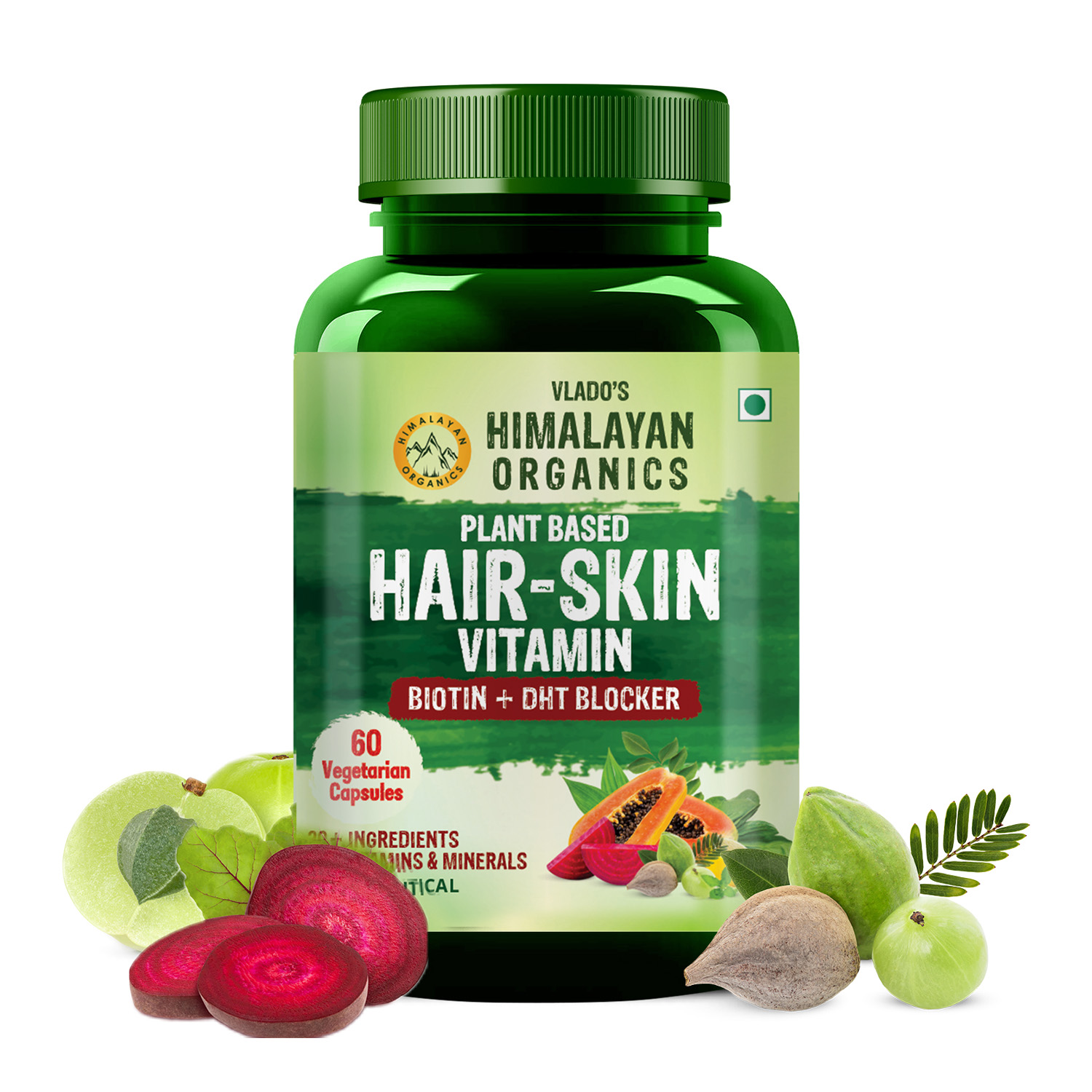 Himalayan Organics Plant based Hair Vitamin Bottle of 60 Capsules Capsule