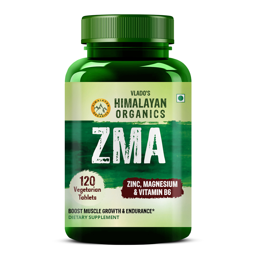 Himalayan Organics ZMA Zinc  Magnesium Aspartate Sports Recovery Supplement Bottle of 120 Tablets Tablet