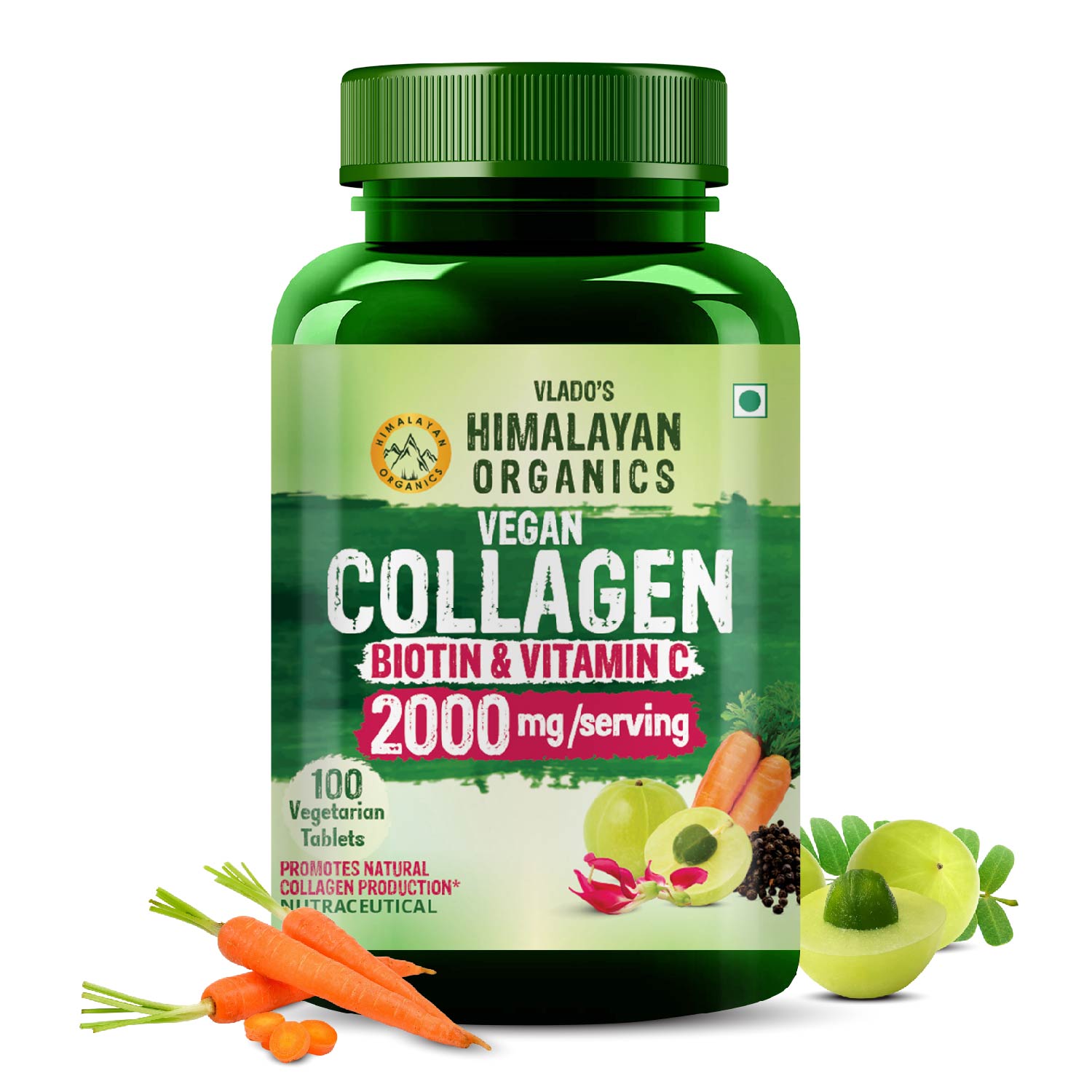 Himalayan Organics Vegan Collagen 2000Mg Bottle of 100 Tablets Tablet