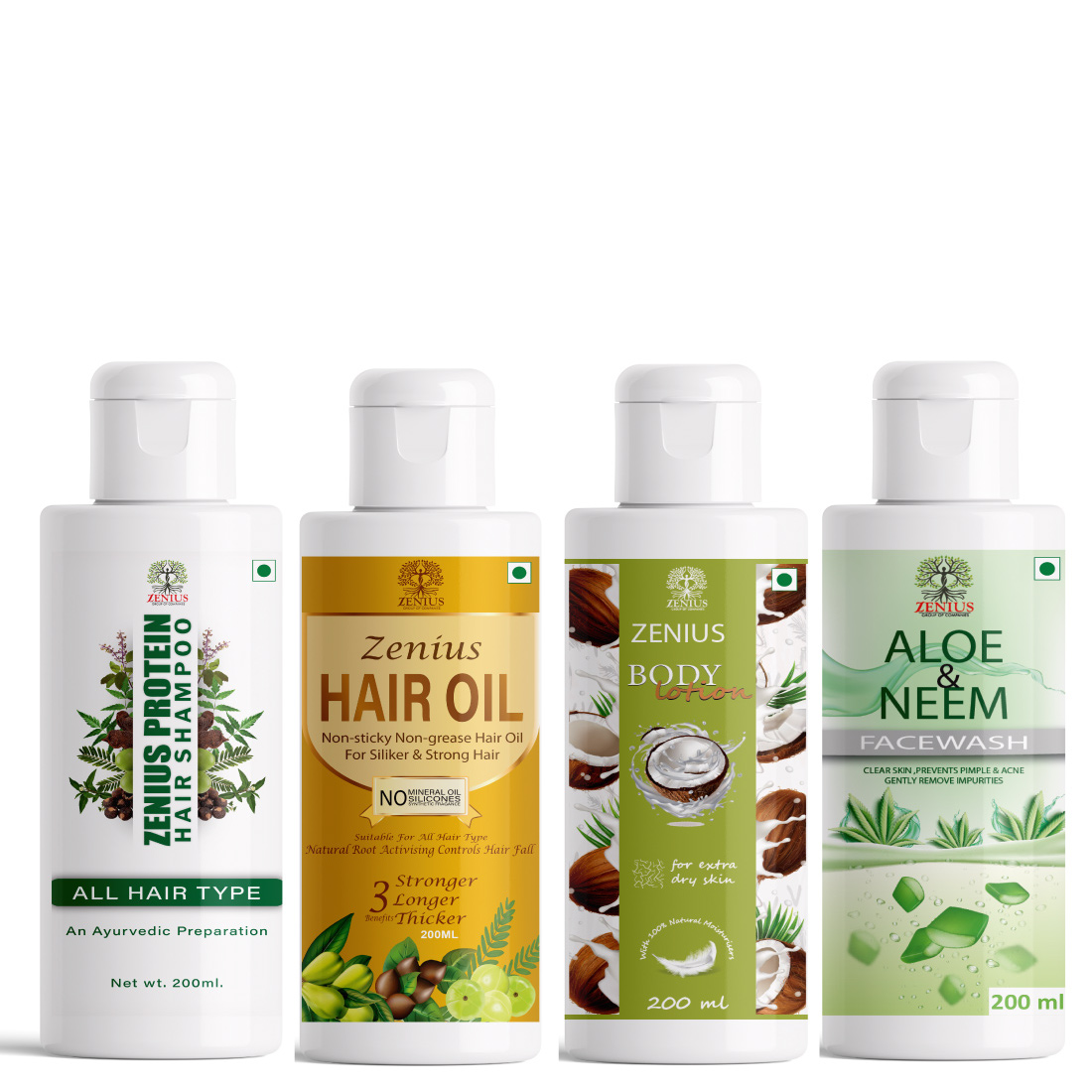 Zenius Beauty Combo  200ml oil  200ml Face wash 200 body lotion and 200ml shampoo Kits of 1 QTY