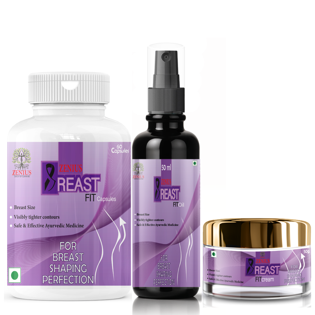 Zenius Breast fit combo  60 capsule 50g Cream and  50ml Kits of 1 QTY