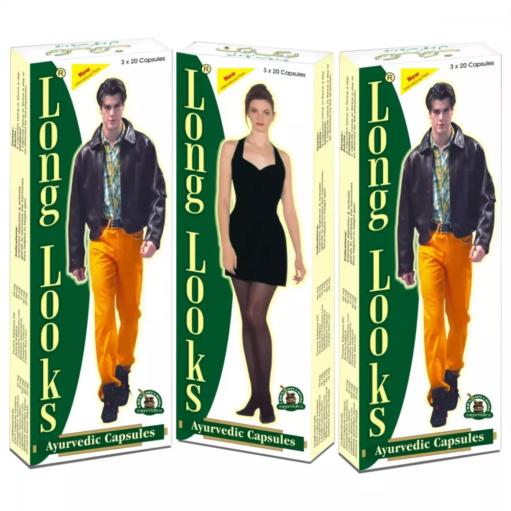 Dharmanis International Long Looks Ayurvedic Capsules Pack of 3 Strip of 180 QTY