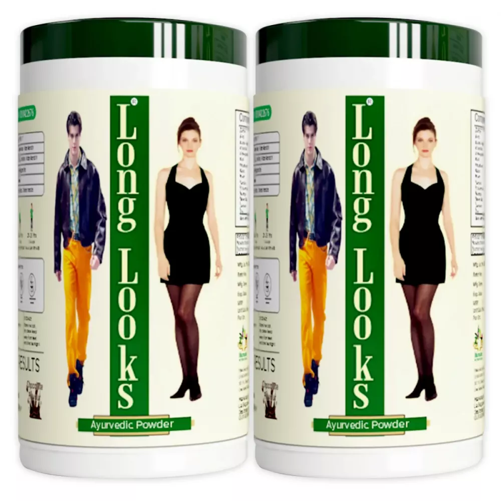 Dharmanis International Long Looks Ayurvedic Powder 200GM  Pack of 2 Bottle of 400 GM