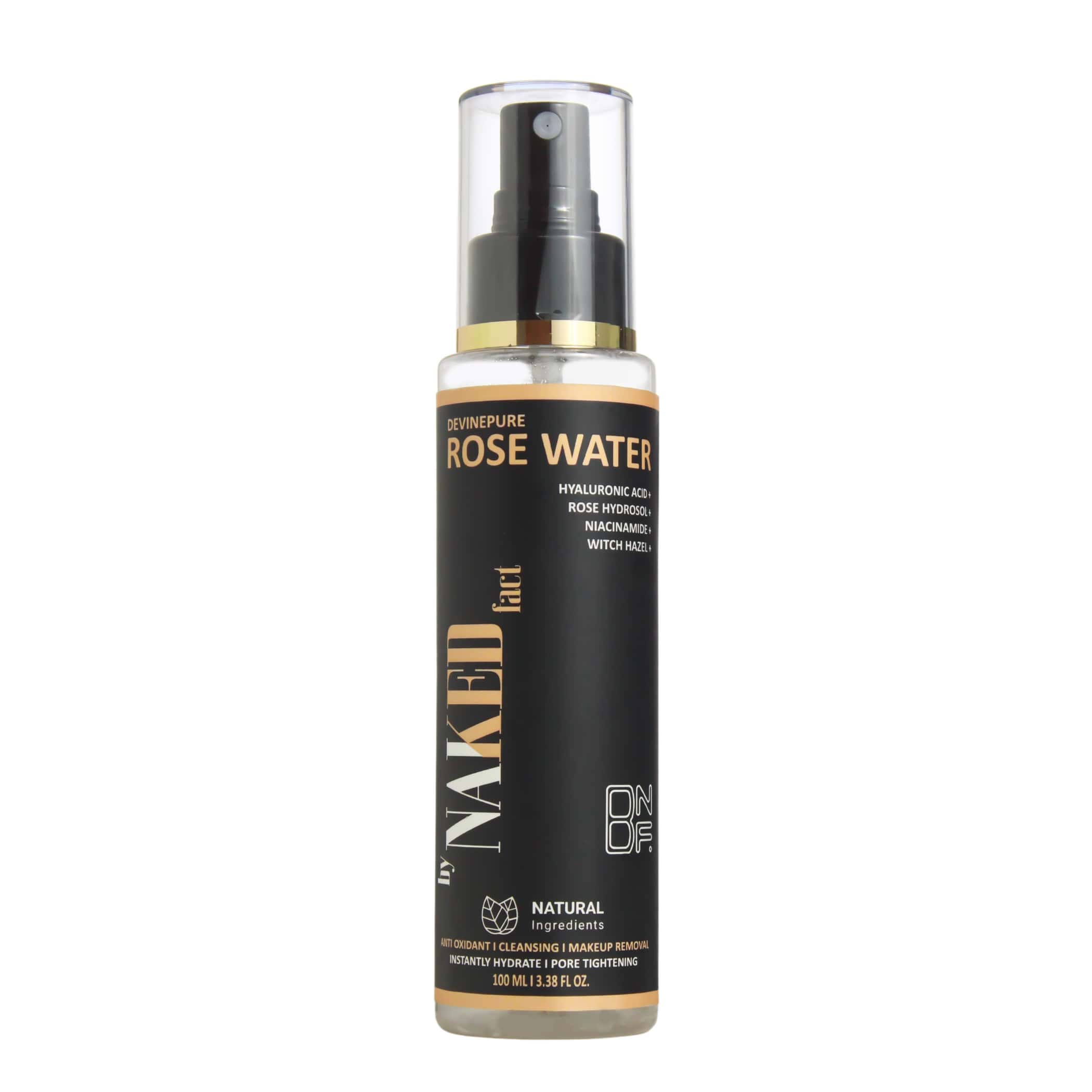 by NAKED fact Rose Water Facial Tonic Mist with Witch hazel Rose Hydrosol and Niacinamide Spray Bottle of 100 GM