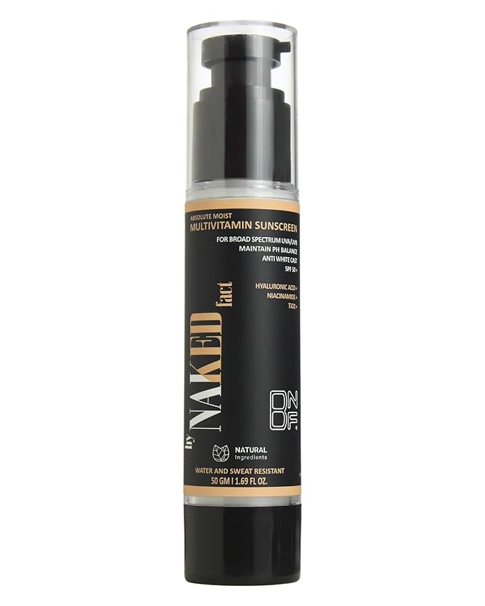By NAKED fact MultivitaminSPF 50 Sunscreen with TiO2 and Niacinamide Dispenser of 50 GM