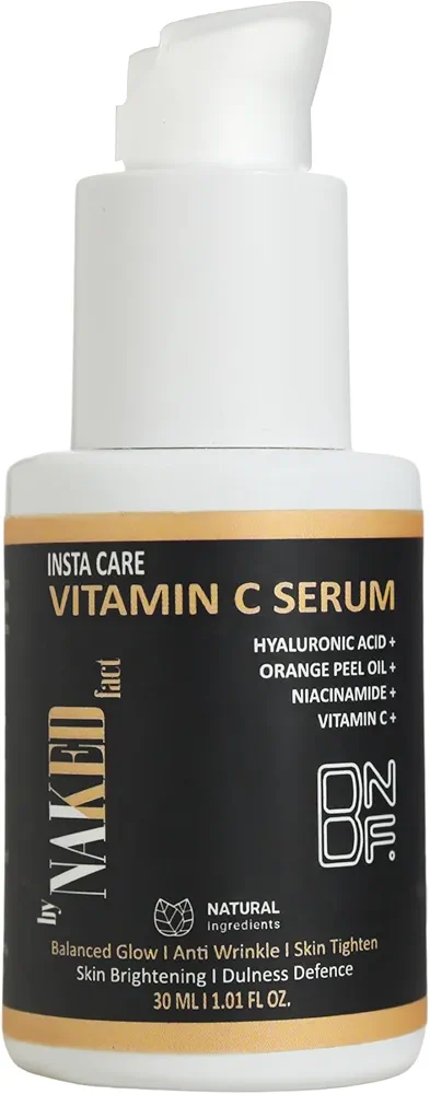 by NAKED fact 20Percentage Vitamin C Face Serum with NiacinamideOrange Peel Oil and Hyaluronic Acid Dispenser of 30 GM