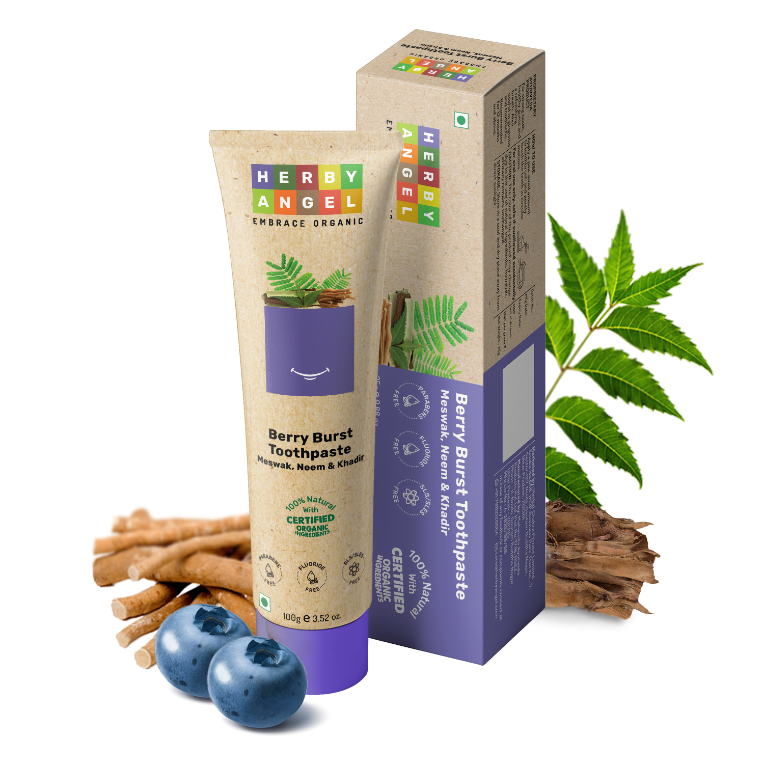 Herby Angel Berry Burst Toothpaste for Kids  100 Gm Tube of 100 GM