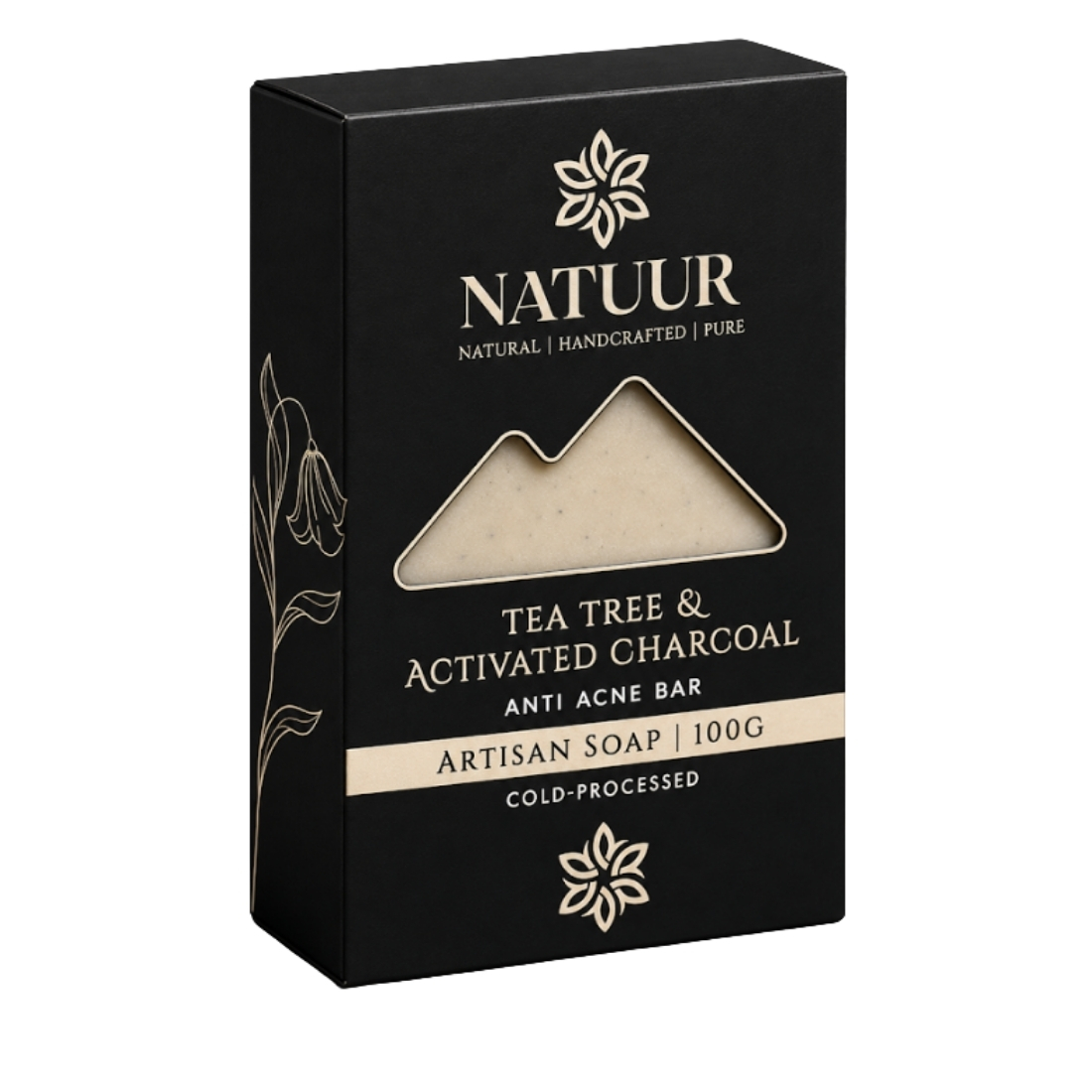 Activated Charcoal Tea Tree Artisanal Designer Bar 100gms Foil of 100 GM