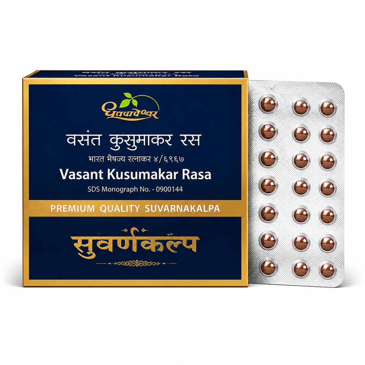 Dhootapapeshwar Vasant Kusumakar Ras Premium Quality 30 Tablets Strip of 30 QTY